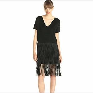 NWOT Black French Connection Fringe Dress - Size 8